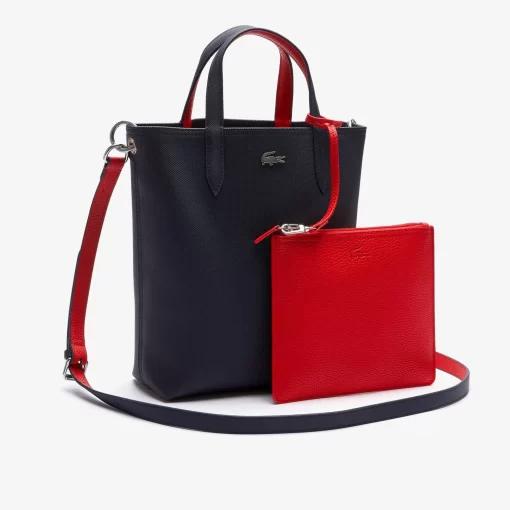 Lacoste Taschen>Wendbare Damen Anna Tote Bag Aus Beschichtetem Canvas Marine 166 Rouge 240 B50