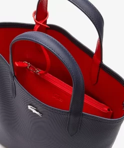 Lacoste Taschen>Wendbare Damen Anna Tote Bag Aus Beschichtetem Canvas Marine 166 Rouge 240 B50