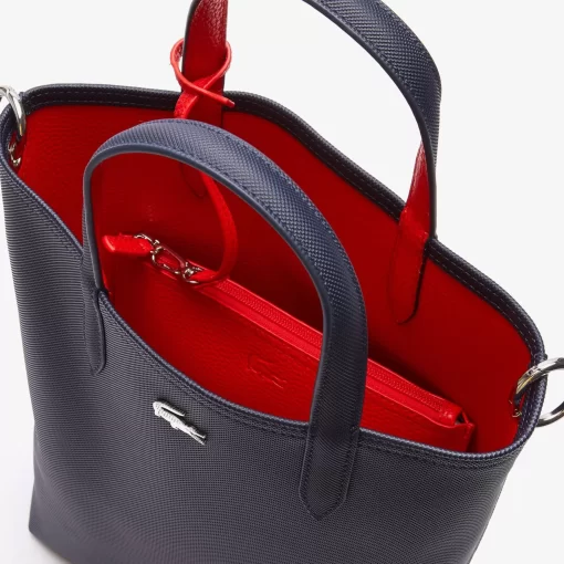 Lacoste Taschen>Wendbare Damen Anna Tote Bag Aus Beschichtetem Canvas Marine 166 Rouge 240 B50