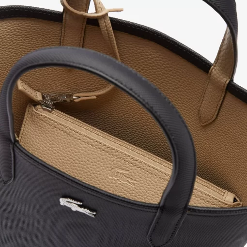 Lacoste Taschen>Wendbare Damen Anna Tote Bag Aus Beschichtetem Canvas Noir Krema A91