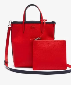 Lacoste Taschen>Wendbare Damen Anna Tote Bag Aus Beschichtetem Canvas Marine 166 Rouge 240 B50