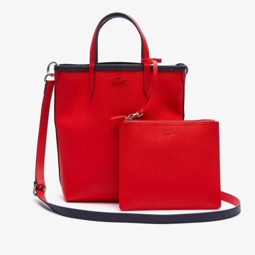 Lacoste Taschen>Wendbare Damen Anna Tote Bag Aus Beschichtetem Canvas Marine 166 Rouge 240 B50