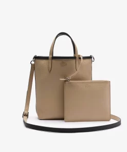 Lacoste Taschen>Wendbare Damen Anna Tote Bag Aus Beschichtetem Canvas Noir Krema A91