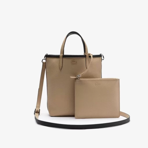 Lacoste Taschen>Wendbare Damen Anna Tote Bag Aus Beschichtetem Canvas Noir Krema A91