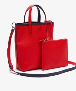 Lacoste Taschen>Wendbare Damen Anna Tote Bag Aus Beschichtetem Canvas Marine 166 Rouge 240 B50