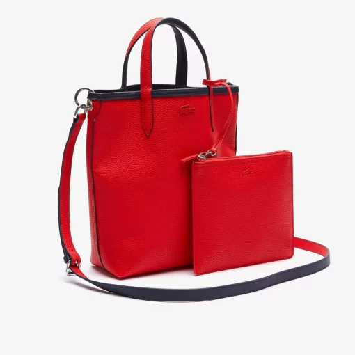 Lacoste Taschen>Wendbare Damen Anna Tote Bag Aus Beschichtetem Canvas Marine 166 Rouge 240 B50