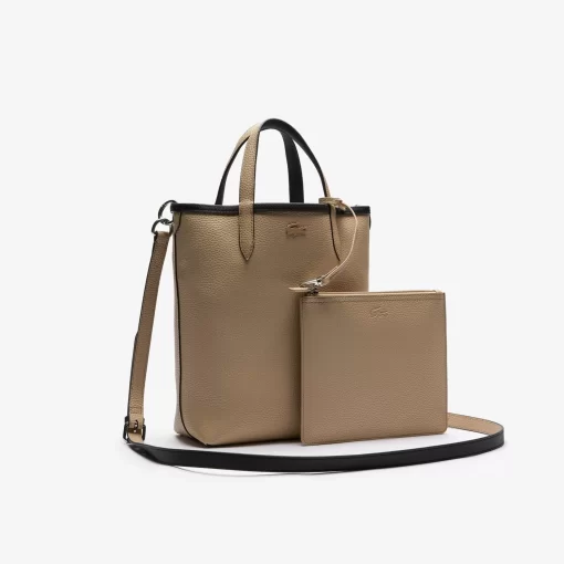 Lacoste Taschen>Wendbare Damen Anna Tote Bag Aus Beschichtetem Canvas Noir Krema A91