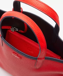 Lacoste Taschen>Wendbare Damen Anna Tote Bag Aus Beschichtetem Canvas Marine 166 Rouge 240 B50