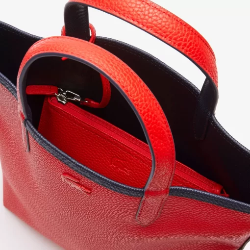 Lacoste Taschen>Wendbare Damen Anna Tote Bag Aus Beschichtetem Canvas Marine 166 Rouge 240 B50