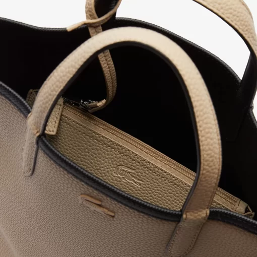 Lacoste Taschen>Wendbare Damen Anna Tote Bag Aus Beschichtetem Canvas Noir Krema A91