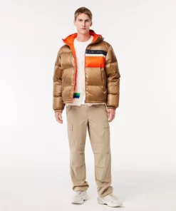 Lacoste Jacken & Mäntel>Wendbare Daumenjacke Mit Colourblock-Akzenten Braun / Weis / Orange Qit