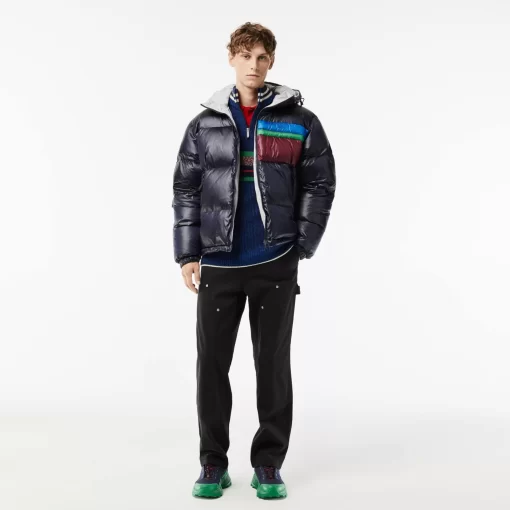 Lacoste Jacken & Mäntel>Wendbare Daumenjacke Mit Colourblock-Akzenten Navy Blau / Weis / Grau Qiw