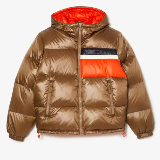 Lacoste Jacken & Mäntel>Wendbare Daumenjacke Mit Colourblock-Akzenten Braun / Weis / Orange Qit