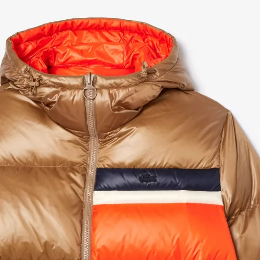 Lacoste Jacken & Mäntel>Wendbare Daumenjacke Mit Colourblock-Akzenten Braun / Weis / Orange Qit