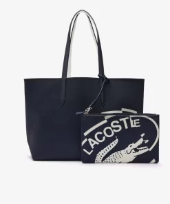 Lacoste Taschen>Wendbare Tote Bag Aus Beschichtetem Canvas Marine 166 Farine 699