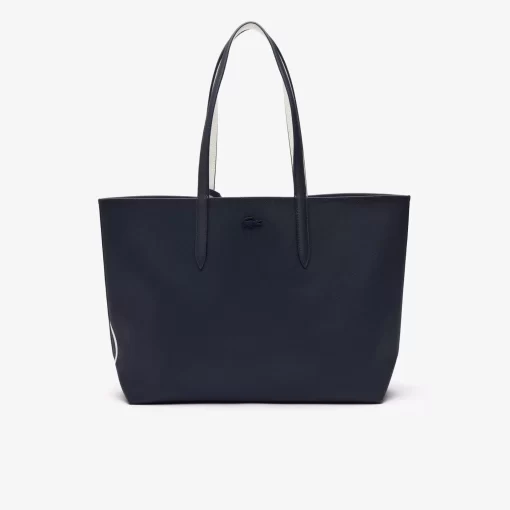 Lacoste Taschen>Wendbare Tote Bag Aus Beschichtetem Canvas Marine 166 Farine 699