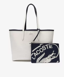 Lacoste Taschen>Wendbare Tote Bag Aus Beschichtetem Canvas Marine 166 Farine 699