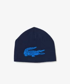 Lacoste Mutzen>Wendbarer Unisex Beanie Mit Kontrast-Krokodil Navy Blau / Blau Kdi