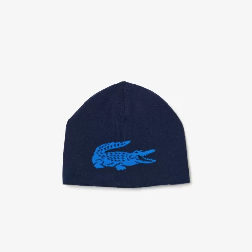 Lacoste Mutzen>Wendbarer Unisex Beanie Mit Kontrast-Krokodil Navy Blau / Blau Kdi