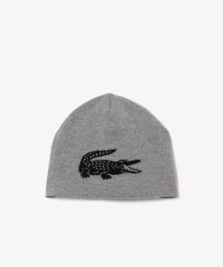 Lacoste Mutzen>Wendbarer Unisex Beanie Mit Kontrast-Krokodil Heidekraut Grau / Schwarz X8I