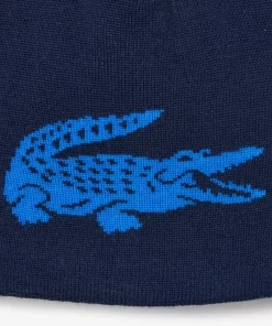 Lacoste Mutzen>Wendbarer Unisex Beanie Mit Kontrast-Krokodil Navy Blau / Blau Kdi