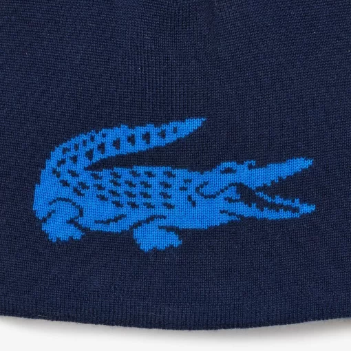 Lacoste Mutzen>Wendbarer Unisex Beanie Mit Kontrast-Krokodil Navy Blau / Blau Kdi