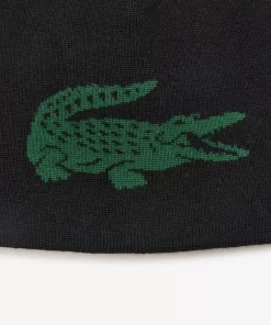 Lacoste Mutzen>Wendbarer Unisex Beanie Mit Kontrast-Krokodil Schwarz / Grun 964