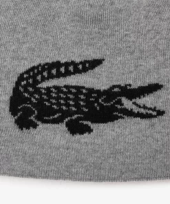 Lacoste Mutzen>Wendbarer Unisex Beanie Mit Kontrast-Krokodil Heidekraut Grau / Schwarz X8I