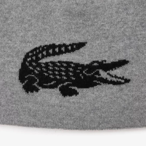 Lacoste Mutzen>Wendbarer Unisex Beanie Mit Kontrast-Krokodil Heidekraut Grau / Schwarz X8I