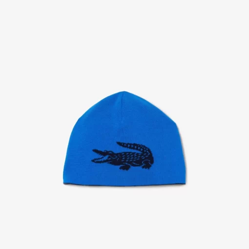 Lacoste Mutzen>Wendbarer Unisex Beanie Mit Kontrast-Krokodil Navy Blau / Blau Kdi