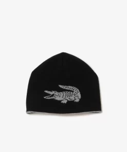 Lacoste Mutzen>Wendbarer Unisex Beanie Mit Kontrast-Krokodil Heidekraut Grau / Schwarz X8I