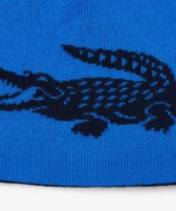 Lacoste Mutzen>Wendbarer Unisex Beanie Mit Kontrast-Krokodil Navy Blau / Blau Kdi