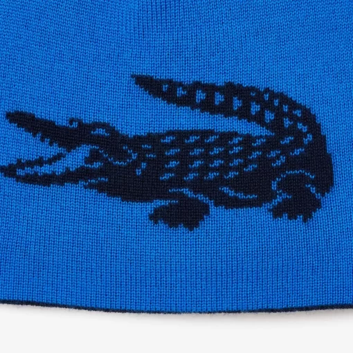 Lacoste Mutzen>Wendbarer Unisex Beanie Mit Kontrast-Krokodil Navy Blau / Blau Kdi