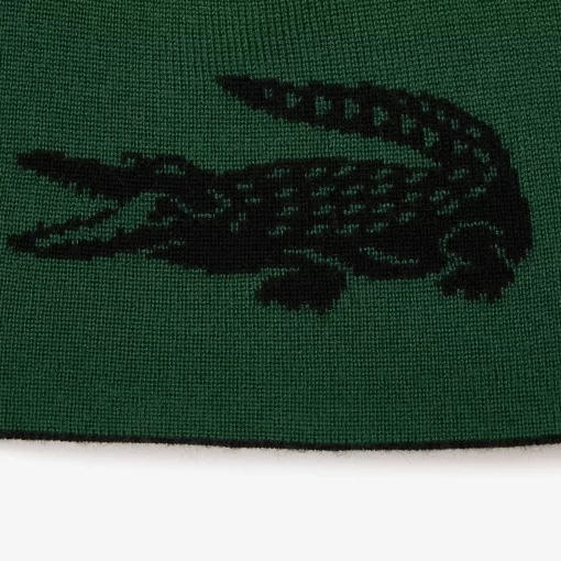 Lacoste Mutzen>Wendbarer Unisex Beanie Mit Kontrast-Krokodil Schwarz / Grun 964