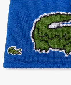 Lacoste Accessoires>Woll-Beanie Mit Weitem Krokodil Kobaltblau Jq0