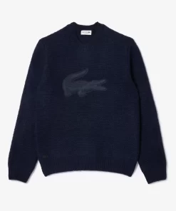 Lacoste Pullover>Woll-Pullover Mit Gestepptem Croc-Aufnaher Navy Blau Hde