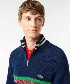 Lacoste Pullover>Woll-Pullover Mit Stehkragen, In Frankreich Hergestellt Navy Blau / Blau / Weis Niq