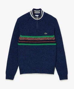 Lacoste Pullover>Woll-Pullover Mit Stehkragen, In Frankreich Hergestellt Navy Blau / Blau / Weis Niq