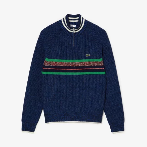 Lacoste Pullover>Woll-Pullover Mit Stehkragen, In Frankreich Hergestellt Navy Blau / Blau / Weis Niq