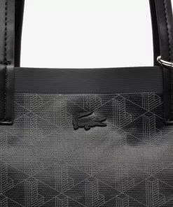 Lacoste Taschen>Zely Tote Bag Large Aus Beschichtetem Canvas Mit Monogramm Monogram Noir Gris H45