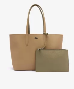 Lacoste Taschen>Zweifarbige Damen-Tote-Bag Anna Zum Wenden Eco Sand Eco Kelp M48