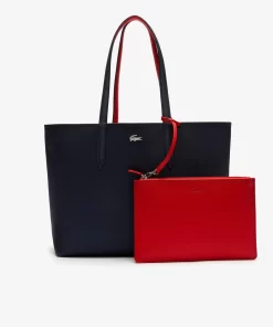 Lacoste Taschen>Zweifarbige Damen-Tote-Bag Anna Zum Wenden Marine 166 Rouge 240 B50