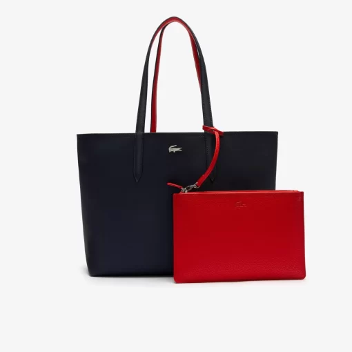 Lacoste Taschen>Zweifarbige Damen-Tote-Bag Anna Zum Wenden Marine 166 Rouge 240 B50