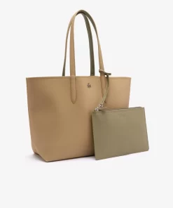 Lacoste Taschen>Zweifarbige Damen-Tote-Bag Anna Zum Wenden Eco Sand Eco Kelp M48