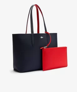 Lacoste Taschen>Zweifarbige Damen-Tote-Bag Anna Zum Wenden Marine 166 Rouge 240 B50