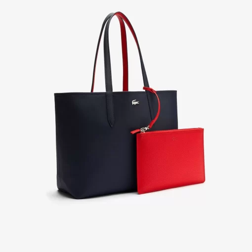 Lacoste Taschen>Zweifarbige Damen-Tote-Bag Anna Zum Wenden Marine 166 Rouge 240 B50