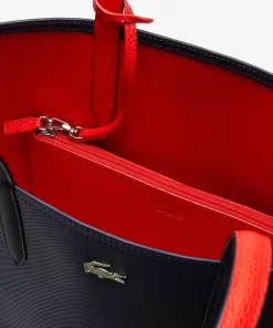 Lacoste Taschen>Zweifarbige Damen-Tote-Bag Anna Zum Wenden Marine 166 Rouge 240 B50