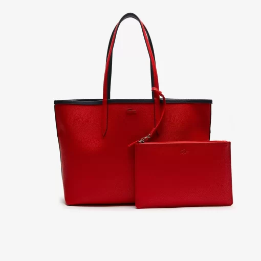 Lacoste Taschen>Zweifarbige Damen-Tote-Bag Anna Zum Wenden Marine 166 Rouge 240 B50