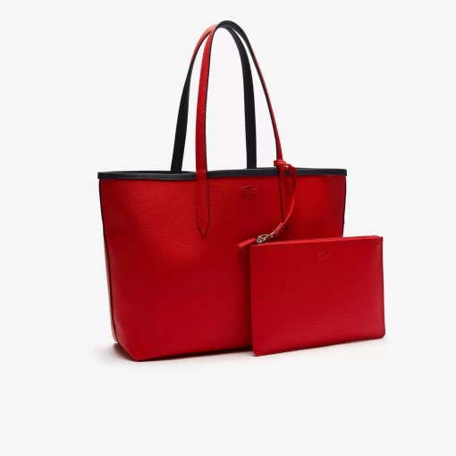 Lacoste Taschen>Zweifarbige Damen-Tote-Bag Anna Zum Wenden Marine 166 Rouge 240 B50