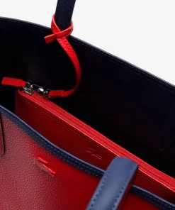 Lacoste Taschen>Zweifarbige Damen-Tote-Bag Anna Zum Wenden Marine 166 Rouge 240 B50